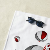 赤い灰色のバスケットボールが女の子をモノグラムの主演 ビーチタオル (インサイチュ)