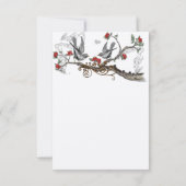 赤い灰色のビンテージ ラブ バーズ フォレスト 結婚式招待状 出欠カード (裏面)