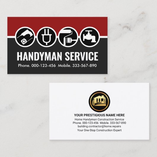 赤い灰色のレイヤー上の手書きアイコン 名刺 (正面/裏面)