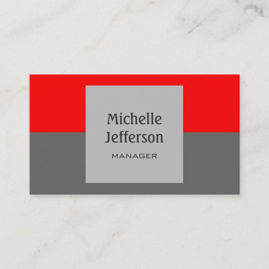 赤い灰色の横ストライプ線の名刺 名刺 (正面)