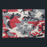 赤い灰色の迷彩柄のカムフラージュパターン キッチンタオル<br><div class="desc">赤い灰色の迷彩柄のカムフラージュパターン。</div>