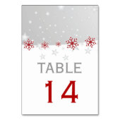 赤い灰色の雪モダン片結婚のテーブル番号 テーブルナンバー (裏面)