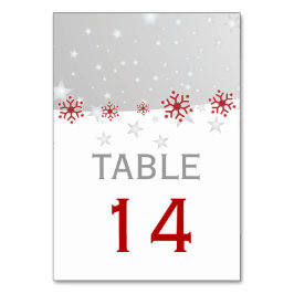 赤い灰色の雪モダン片結婚のテーブル番号 テーブルナンバー