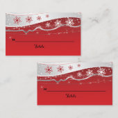 赤い灰色の雪結婚片の座席表 プレイスカード (正面/裏面)