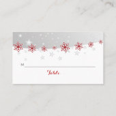 赤い灰色の雪結婚片の座席表 プレイスカード (裏面)