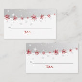 赤い灰色の雪結婚片の座席表 プレイスカード (正面/裏面)