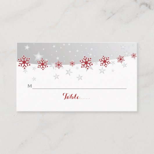 赤い灰色の雪結婚片の座席表 プレイスカード (正面)