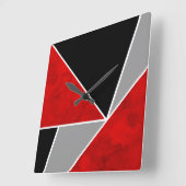 赤い灰色の黒い色のブロック スクエア壁時計 (傾斜)