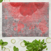 赤い灰色の黒くグランジなデジタルグラフィックアートのデザイン キッチンタオル (折り畳み)