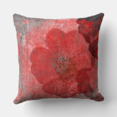 赤い灰色の黒くグランジなデジタルグラフィックアートのデザイン クッション (裏面)