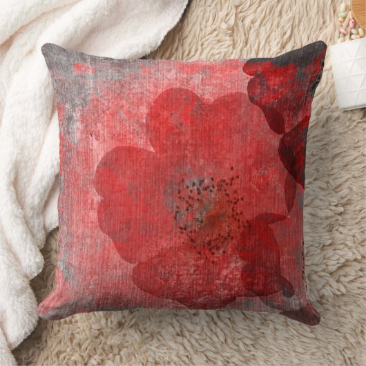 赤い灰色の黒くグランジなデジタルグラフィックアートのデザイン クッション (ブランケット)