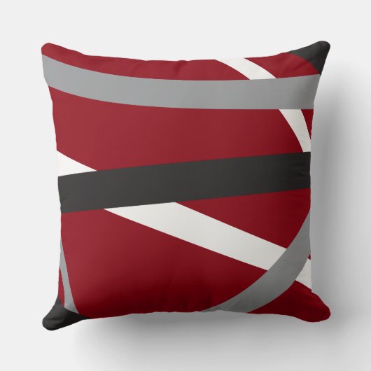 赤い灰色の黒のストライプのデザインのレトロの装飾用クッション クッション (裏面)