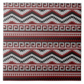 赤い灰色の黒アステテックタイル模様 タイル (正面)