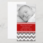 赤い灰色はベビーシャワーの写真カード感謝していしています サンキューカード (正面/裏面)