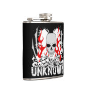 赤い炎が付いているスカルの未知の積み重ね フラスク (右)