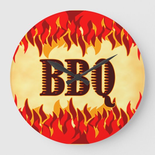 赤い炎の壁時計でくすぶるBBQ ラージ壁時計 (正面)