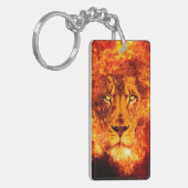 赤い炎の獅子目視月のロゴ キーホルダー (正面左)