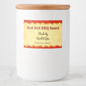 赤い炎の編集可能なレトロBBQホットソースラベル フードラベル (正面)