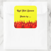 赤い炎カスタムの瓶または缶詰ラベル スクエアシール (バッグ)