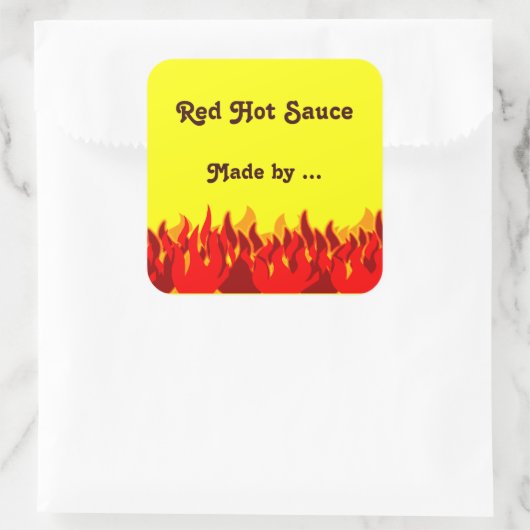 赤い炎カスタムの瓶または缶詰ラベル スクエアシール (バッグ)