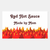 赤い炎カスタムの瓶または缶詰ラベル 長方形シール (正面)