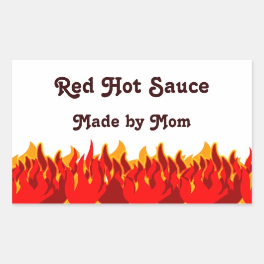 赤い炎カスタムの瓶または缶詰ラベル 長方形シール (正面)