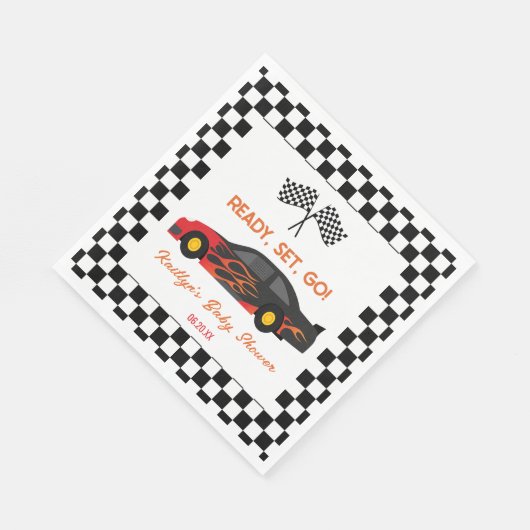 赤い炎レースカーレディセットベビーシャワーに移動 スタンダードランチョンナプキン (角)