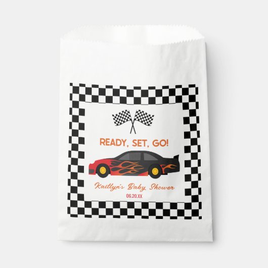 赤い炎レースカーレディセットベビーシャワーに移動 フェイバーバッグ (正面)