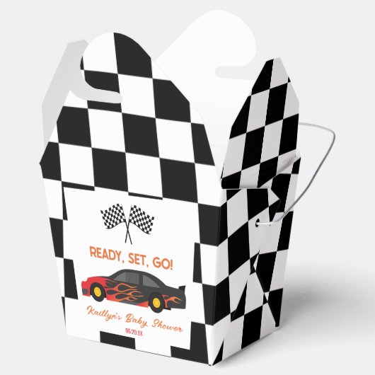 赤い炎レースカーレディセットベビーシャワーに移動 フェイバーボックス (オープン)