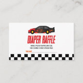 赤い炎レースカー赤ちゃんシャワーおむつラッフル エンクロージャーカード (正面)