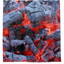 赤い炭 シャワーカーテン