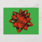 赤い点々のあるクリスマスボウ葉書 シーズンポストカード (正面)