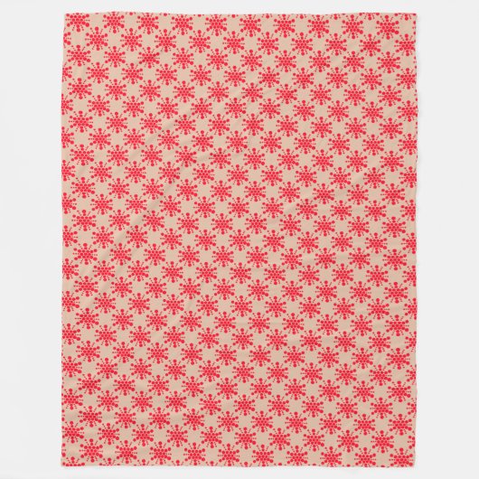 赤い点々のある星をトープに フリースブランケット (正面)