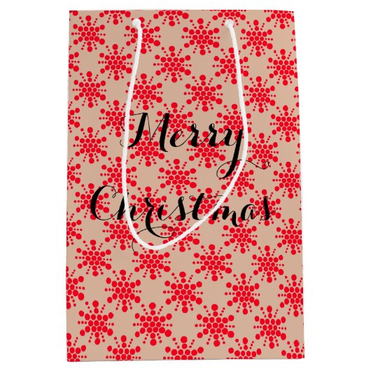 赤い点々のある星をトープに ミディアムペーパーバッグ (正面)