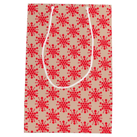 赤い点々のある星をトープに ミディアムペーパーバッグ (裏面)