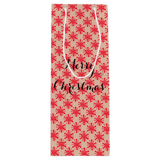 赤い点々のある星をトープに ワインギフトバッグ (正面)