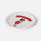 赤い点で白いラディバグのベビーガール ペーパープレート (アングル)