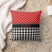 赤い点のチェッカーボードの装飾用クッション クッション (ブランケット)
