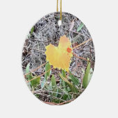 赤い点の名前入りなオーナメントが付いている大きいハートの葉 セラミックオーナメント (右)