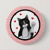 赤い点の黒のボーダー 缶バッジ (正面)