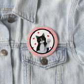 赤い点の黒のボーダー 缶バッジ (インサイチュ)