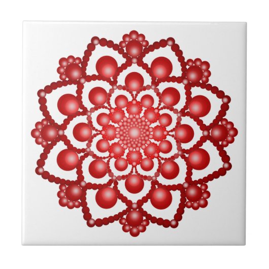 赤い点曼荼羅花 タイル (正面)
