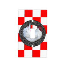 赤い点検の白いオンドリ