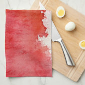 赤い点、水彩画の抽象的な手塗り キッチンタオル (四つ折り)