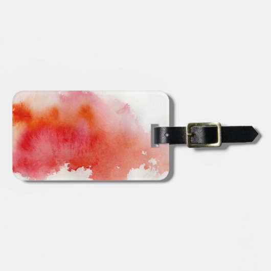 赤い点、水彩画の抽象的な手塗り ラゲッジタグ (正面横)