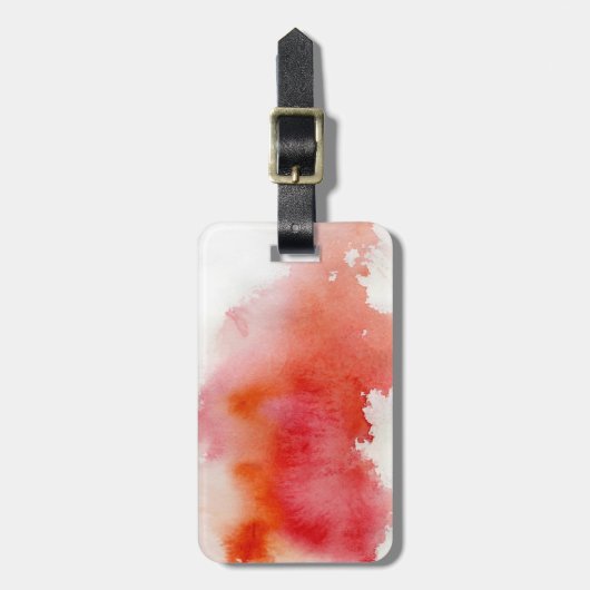 赤い点、水彩画の抽象的な手塗り ラゲッジタグ (正面縦)
