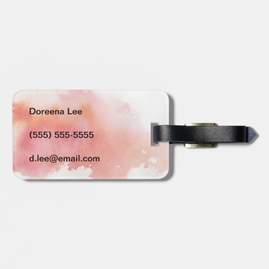 赤い点、水彩画の抽象的な手塗り ラゲッジタグ (裏面横)