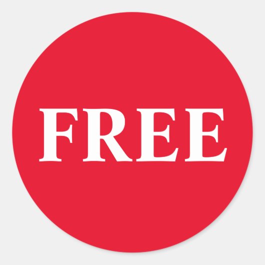 赤い無料商品ステッカー ラウンドシール (正面)