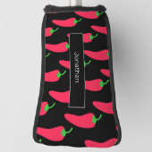 赤い熱いチリ模様あなたの名前を追加おもしろいノベルティ ゴルフヘッドカバー (回転90)