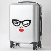 赤い熱い唇でウィンク シール (スーツケース)